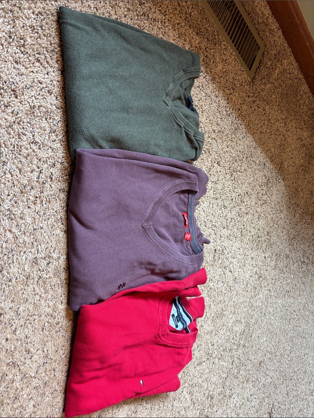Men’s Crewneck Sweaters - Red, Purple, Green
